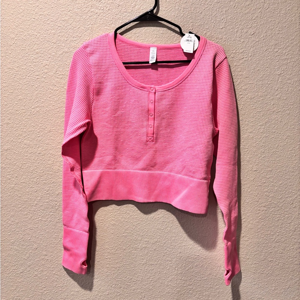 Aerie Vibrant Pink Textured Crop Top